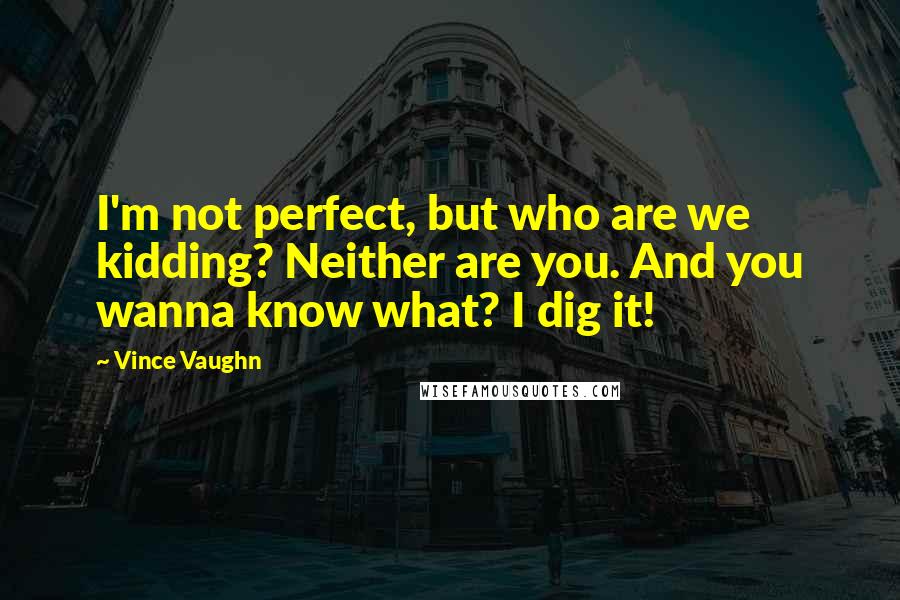 Vince Vaughn Quotes: I'm not perfect, but who are we kidding? Neither are you. And you wanna know what? I dig it!