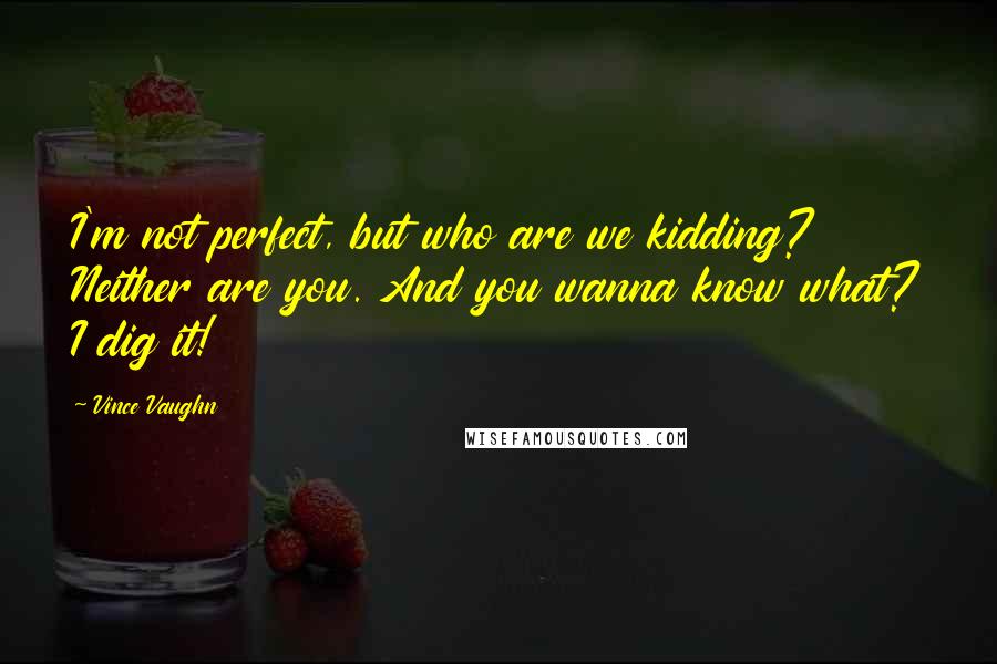 Vince Vaughn Quotes: I'm not perfect, but who are we kidding? Neither are you. And you wanna know what? I dig it!