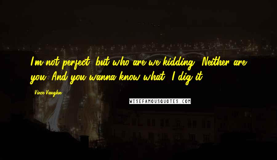 Vince Vaughn Quotes: I'm not perfect, but who are we kidding? Neither are you. And you wanna know what? I dig it!