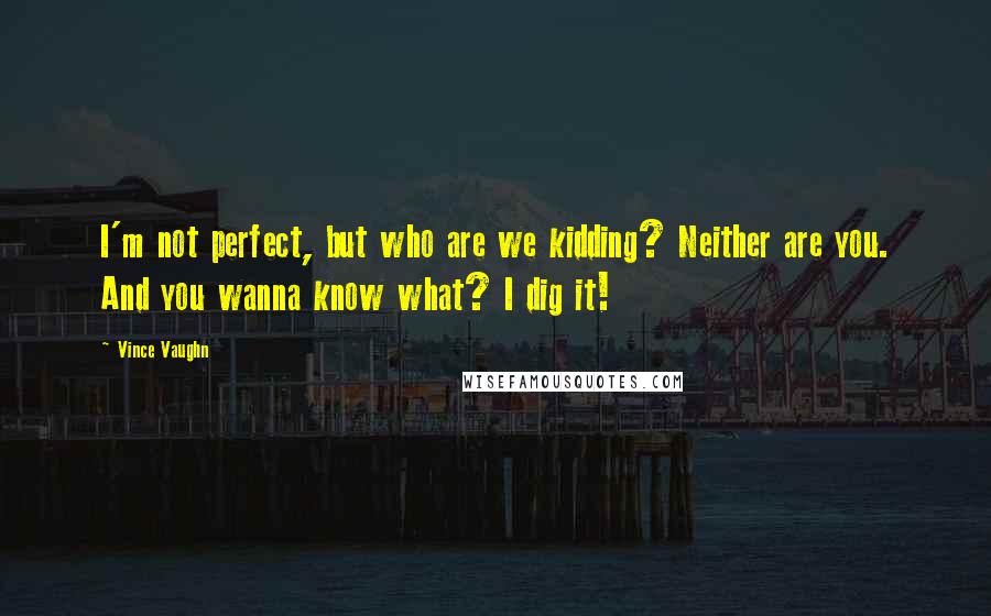Vince Vaughn Quotes: I'm not perfect, but who are we kidding? Neither are you. And you wanna know what? I dig it!