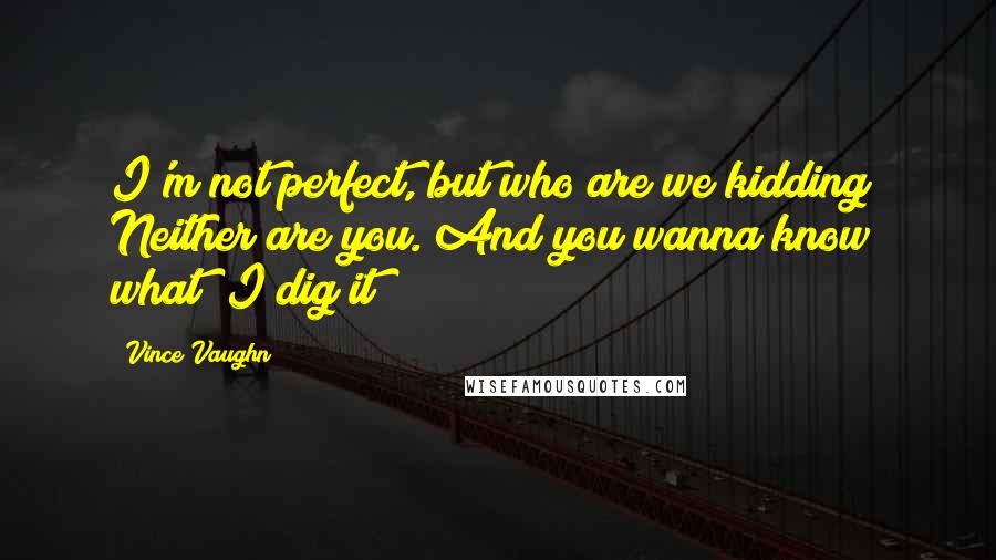 Vince Vaughn Quotes: I'm not perfect, but who are we kidding? Neither are you. And you wanna know what? I dig it!
