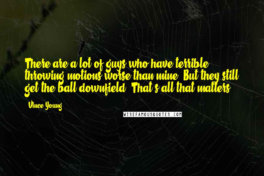 Vince Young Quotes: There are a lot of guys who have terrible throwing motions-worse than mine. But they still get the ball downfield. That's all that matters.