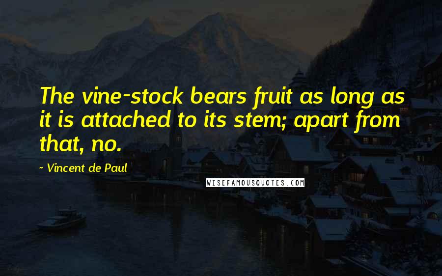 Vincent De Paul Quotes: The vine-stock bears fruit as long as it is attached to its stem; apart from that, no.