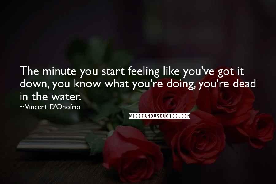Vincent D'Onofrio Quotes: The minute you start feeling like you've got it down, you know what you're doing, you're dead in the water.