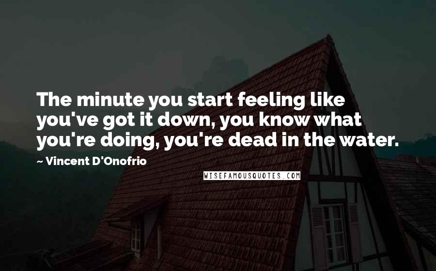 Vincent D'Onofrio Quotes: The minute you start feeling like you've got it down, you know what you're doing, you're dead in the water.