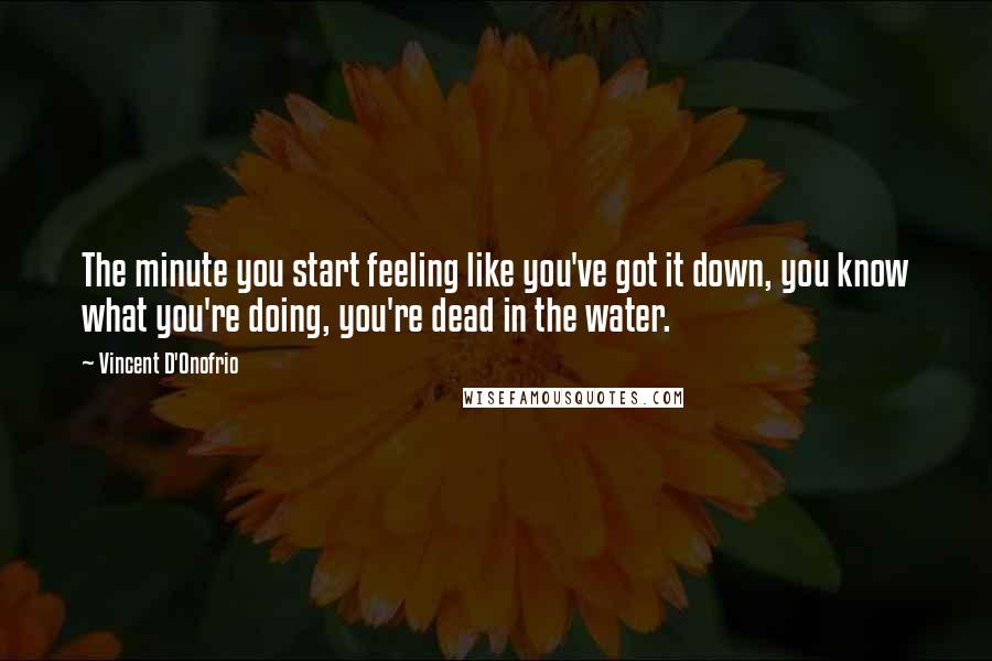 Vincent D'Onofrio Quotes: The minute you start feeling like you've got it down, you know what you're doing, you're dead in the water.