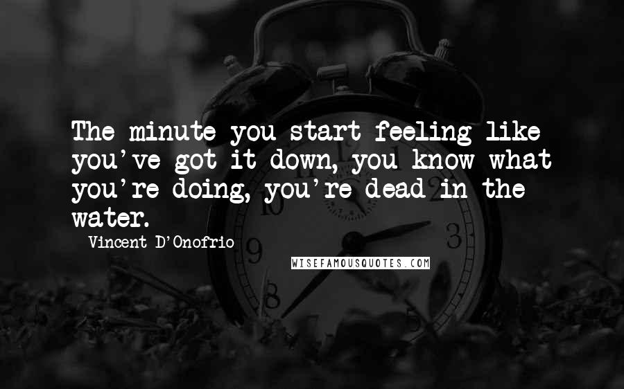 Vincent D'Onofrio Quotes: The minute you start feeling like you've got it down, you know what you're doing, you're dead in the water.