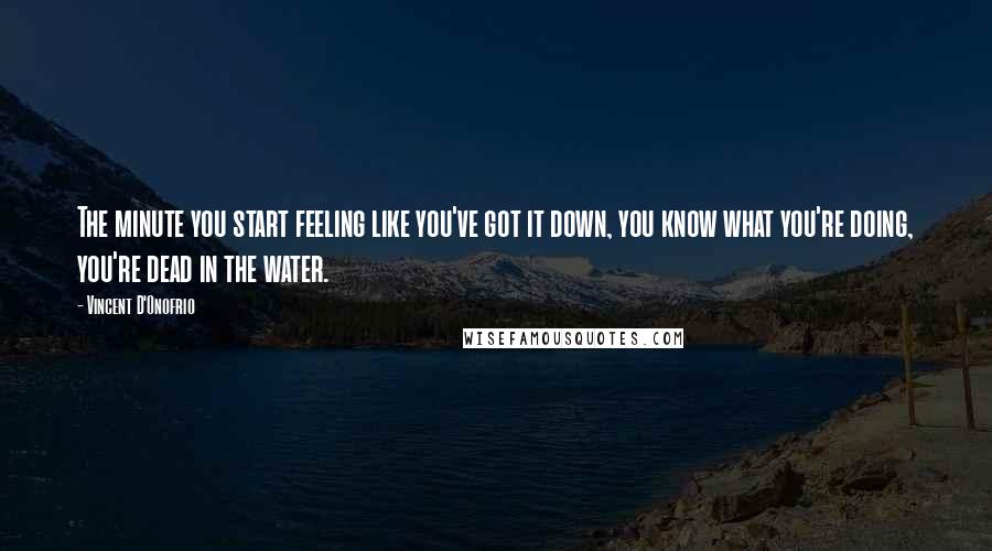 Vincent D'Onofrio Quotes: The minute you start feeling like you've got it down, you know what you're doing, you're dead in the water.