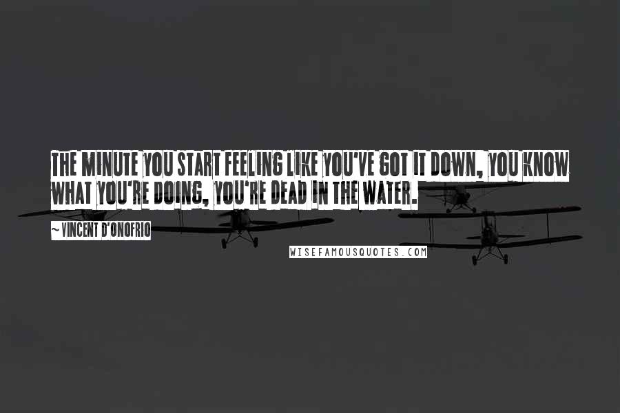 Vincent D'Onofrio Quotes: The minute you start feeling like you've got it down, you know what you're doing, you're dead in the water.