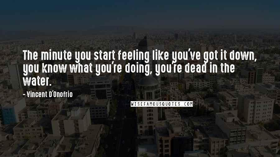 Vincent D'Onofrio Quotes: The minute you start feeling like you've got it down, you know what you're doing, you're dead in the water.