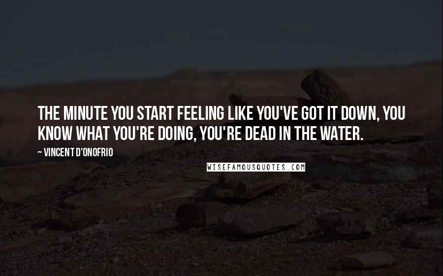 Vincent D'Onofrio Quotes: The minute you start feeling like you've got it down, you know what you're doing, you're dead in the water.