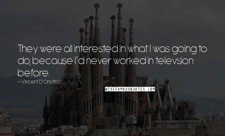 Vincent D'Onofrio Quotes: They were all interested in what I was going to do, because I'd never worked in televsion before.