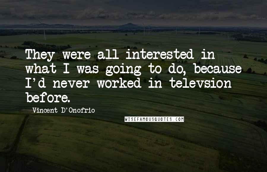 Vincent D'Onofrio Quotes: They were all interested in what I was going to do, because I'd never worked in televsion before.