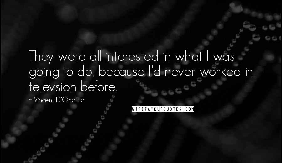 Vincent D'Onofrio Quotes: They were all interested in what I was going to do, because I'd never worked in televsion before.