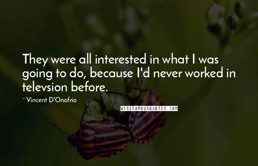 Vincent D'Onofrio Quotes: They were all interested in what I was going to do, because I'd never worked in televsion before.