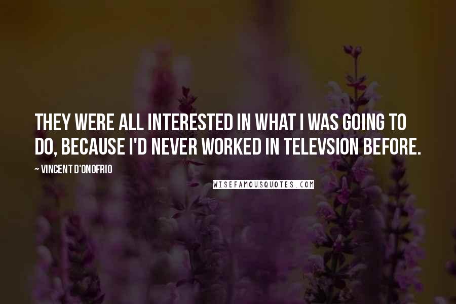 Vincent D'Onofrio Quotes: They were all interested in what I was going to do, because I'd never worked in televsion before.