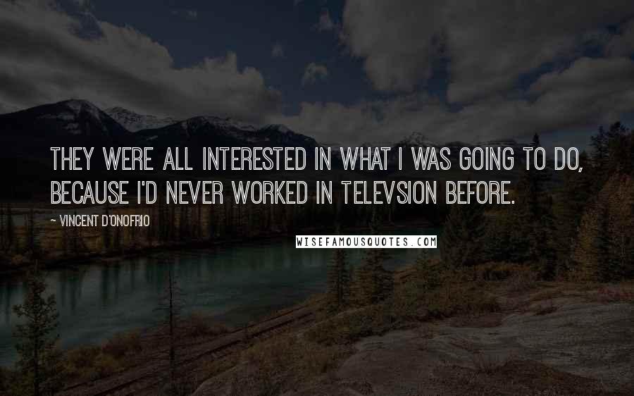 Vincent D'Onofrio Quotes: They were all interested in what I was going to do, because I'd never worked in televsion before.