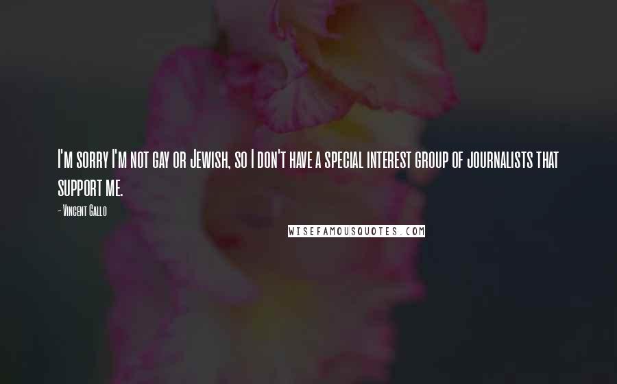 Vincent Gallo Quotes: I'm sorry I'm not gay or Jewish, so I don't have a special interest group of journalists that support me.