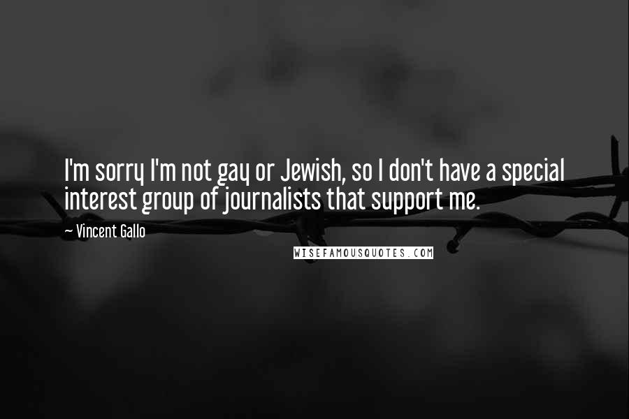 Vincent Gallo Quotes: I'm sorry I'm not gay or Jewish, so I don't have a special interest group of journalists that support me.