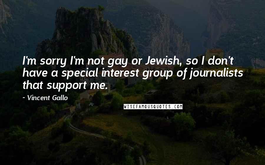Vincent Gallo Quotes: I'm sorry I'm not gay or Jewish, so I don't have a special interest group of journalists that support me.