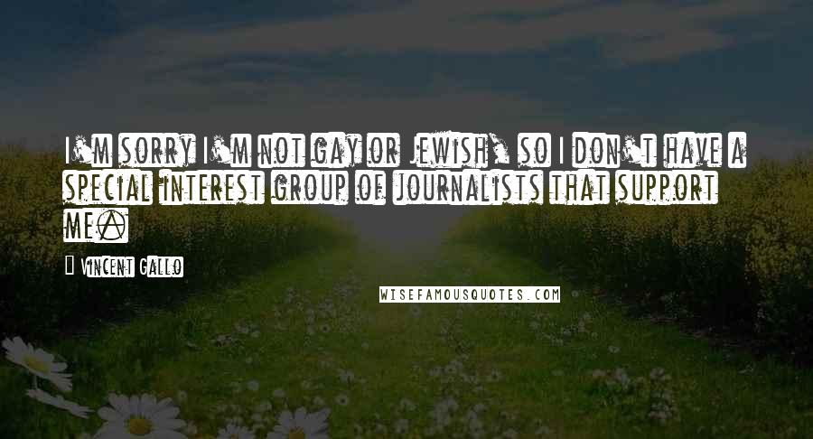 Vincent Gallo Quotes: I'm sorry I'm not gay or Jewish, so I don't have a special interest group of journalists that support me.