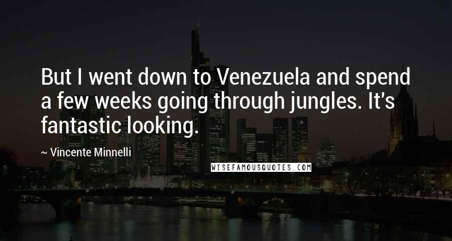 Vincente Minnelli Quotes: But I went down to Venezuela and spend a few weeks going through jungles. It's fantastic looking.