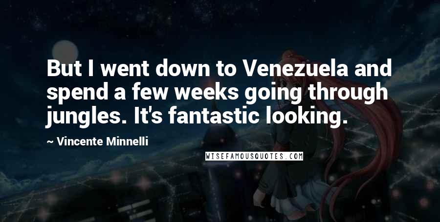 Vincente Minnelli Quotes: But I went down to Venezuela and spend a few weeks going through jungles. It's fantastic looking.