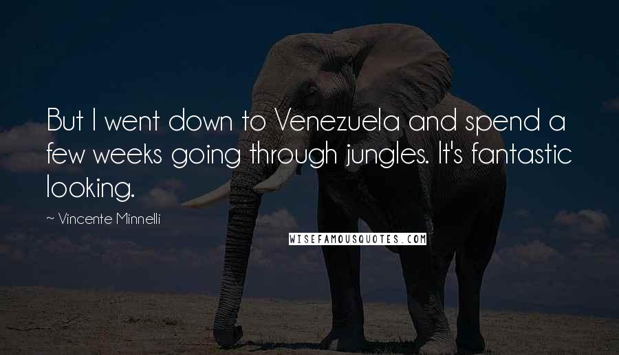 Vincente Minnelli Quotes: But I went down to Venezuela and spend a few weeks going through jungles. It's fantastic looking.