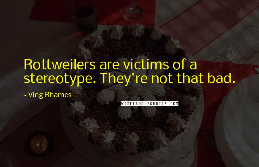 Ving Rhames Quotes: Rottweilers are victims of a stereotype. They're not that bad.