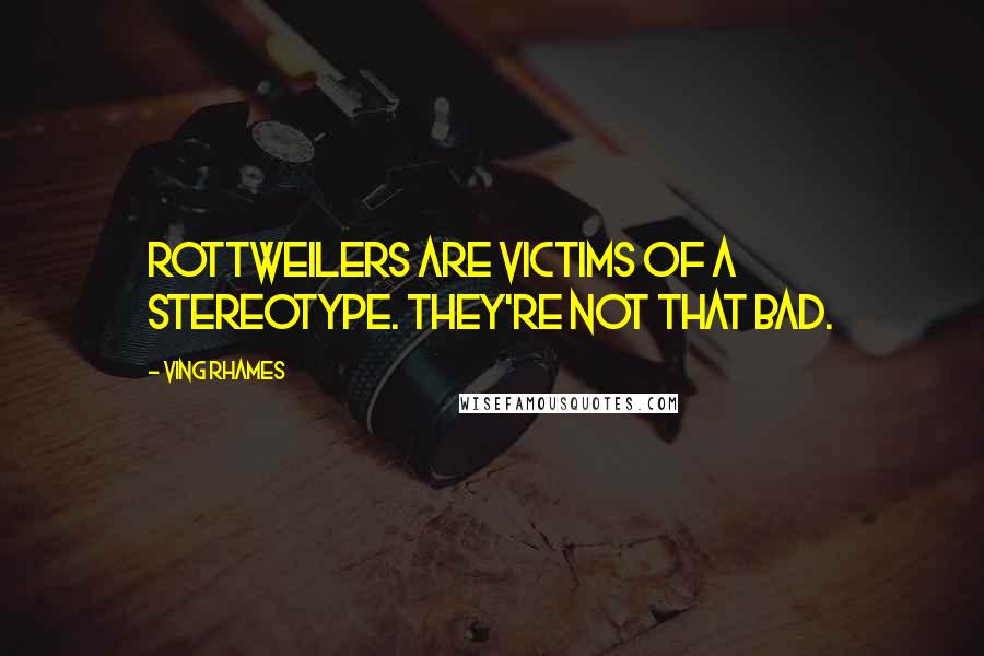 Ving Rhames Quotes: Rottweilers are victims of a stereotype. They're not that bad.