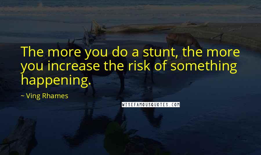 Ving Rhames Quotes: The more you do a stunt, the more you increase the risk of something happening.