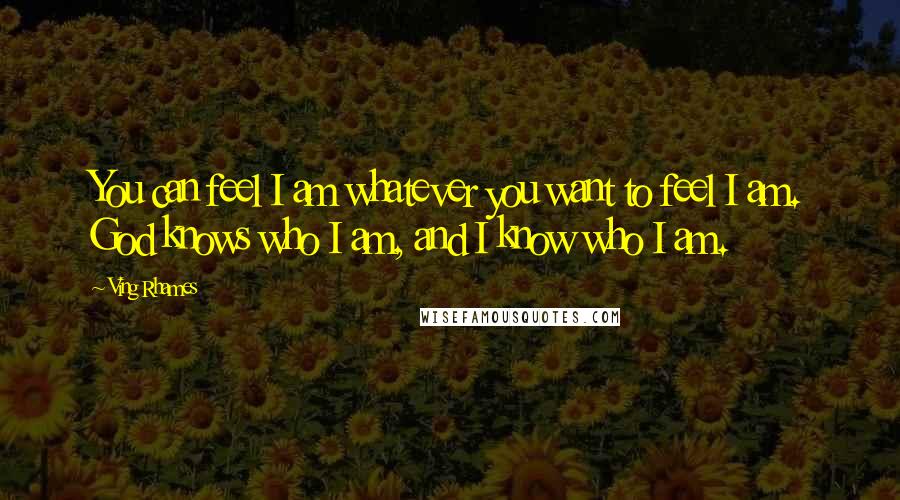 Ving Rhames Quotes: You can feel I am whatever you want to feel I am. God knows who I am, and I know who I am.