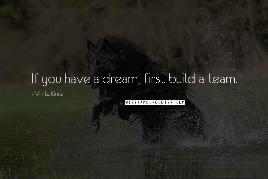 Vinita Kinra Quotes: If you have a dream, first build a team.