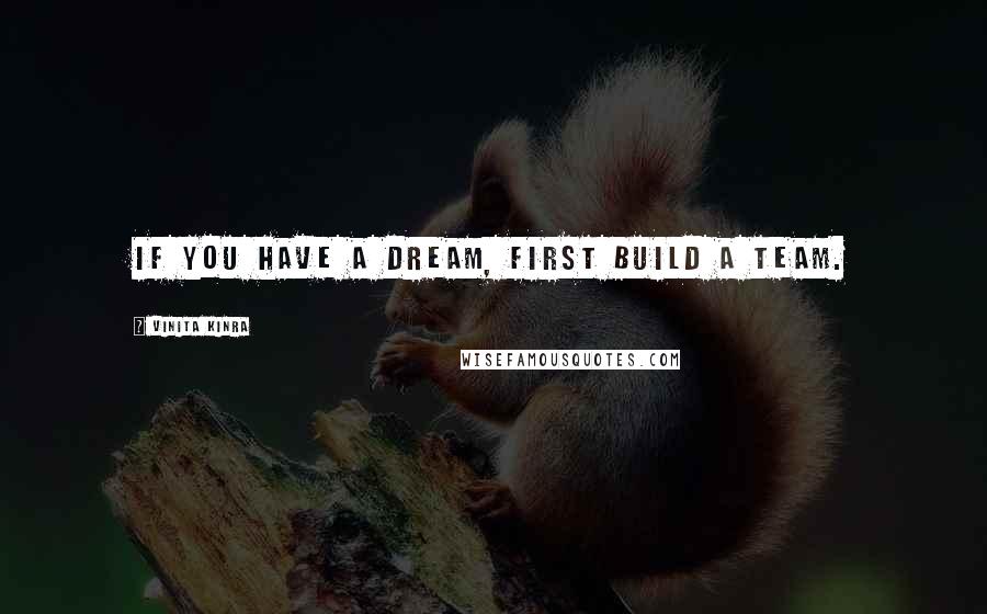Vinita Kinra Quotes: If you have a dream, first build a team.