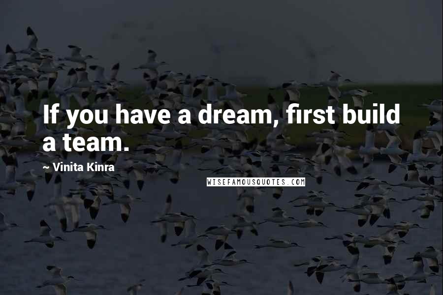 Vinita Kinra Quotes: If you have a dream, first build a team.