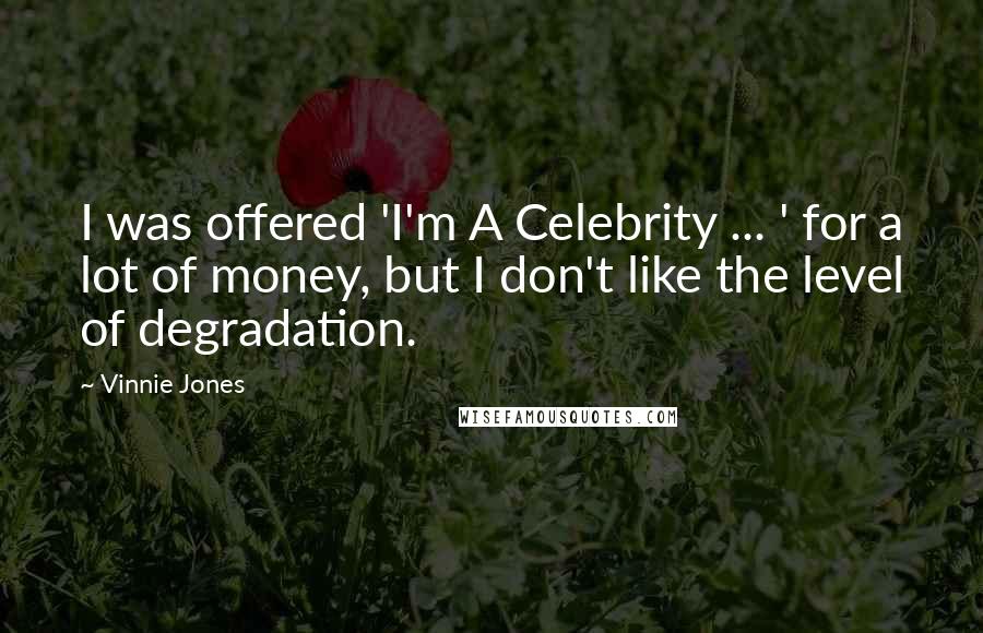 Vinnie Jones Quotes: I was offered 'I'm A Celebrity ... ' for a lot of money, but I don't like the level of degradation.