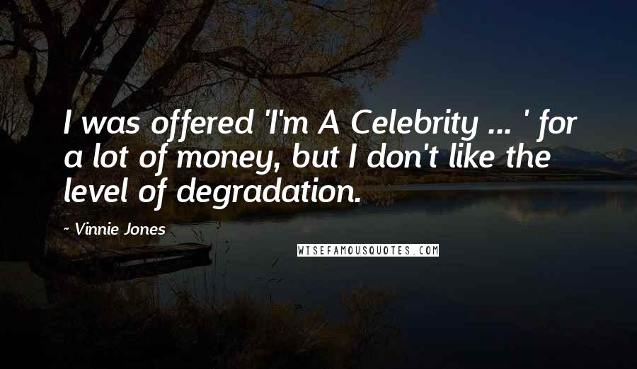 Vinnie Jones Quotes: I was offered 'I'm A Celebrity ... ' for a lot of money, but I don't like the level of degradation.