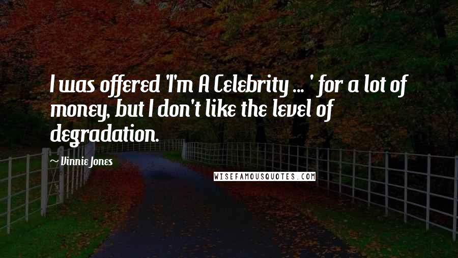 Vinnie Jones Quotes: I was offered 'I'm A Celebrity ... ' for a lot of money, but I don't like the level of degradation.