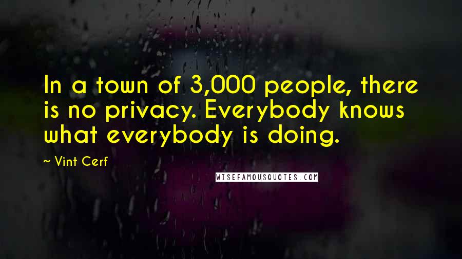 Vint Cerf Quotes: In a town of 3,000 people, there is no privacy. Everybody knows what everybody is doing.