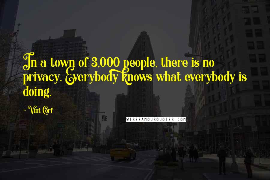 Vint Cerf Quotes: In a town of 3,000 people, there is no privacy. Everybody knows what everybody is doing.