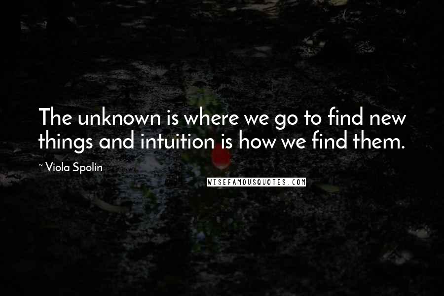 Viola Spolin Quotes: The unknown is where we go to find new things and intuition is how we find them.