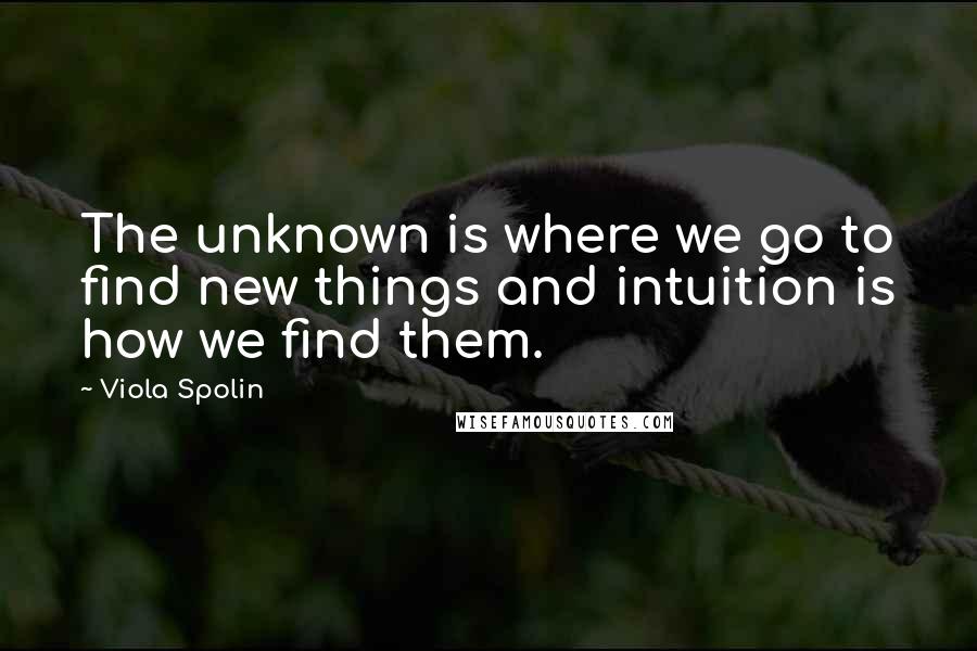 Viola Spolin Quotes: The unknown is where we go to find new things and intuition is how we find them.