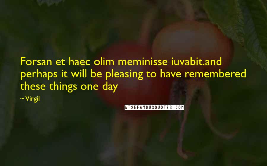 Virgil Quotes: Forsan et haec olim meminisse iuvabit.and perhaps it will be pleasing to have remembered these things one day