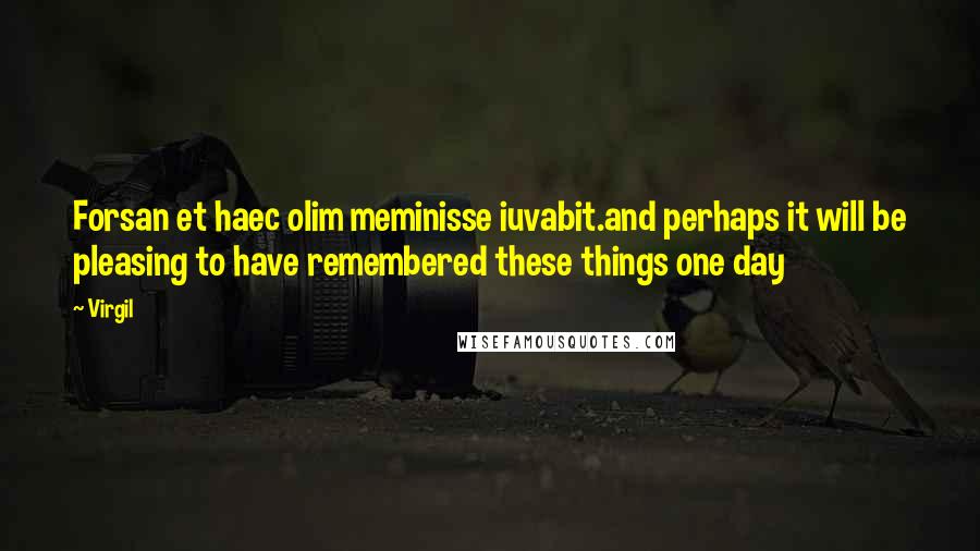 Virgil Quotes: Forsan et haec olim meminisse iuvabit.and perhaps it will be pleasing to have remembered these things one day