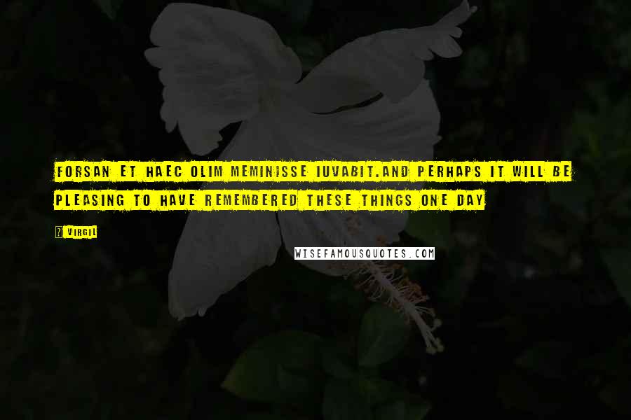 Virgil Quotes: Forsan et haec olim meminisse iuvabit.and perhaps it will be pleasing to have remembered these things one day