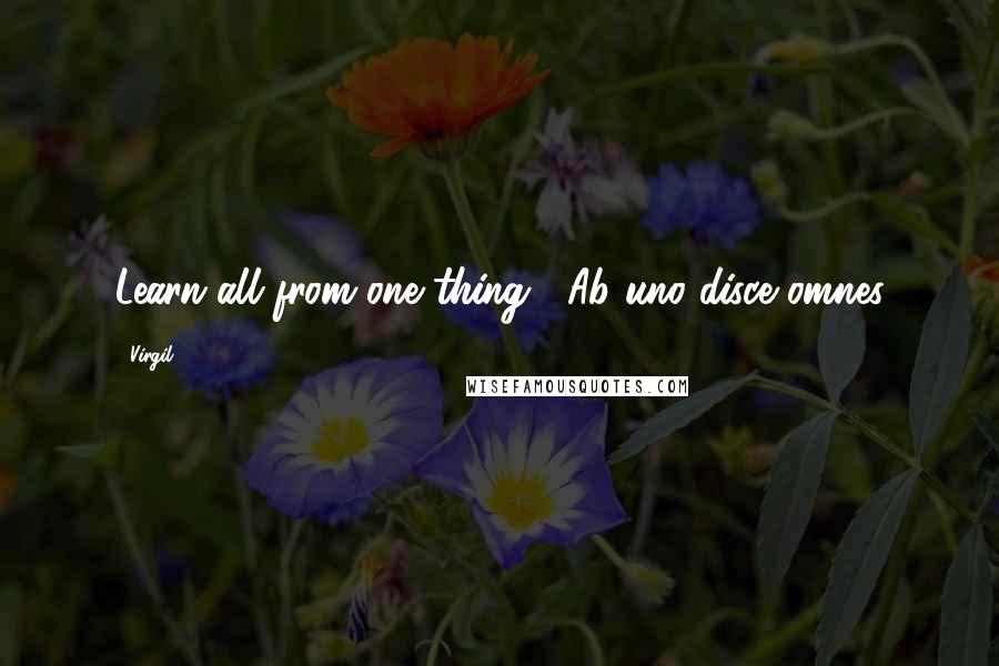 Virgil Quotes: Learn all from one thing. -Ab uno disce omnes