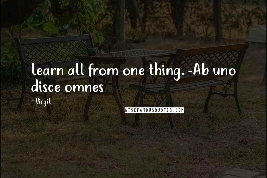 Virgil Quotes: Learn all from one thing. -Ab uno disce omnes