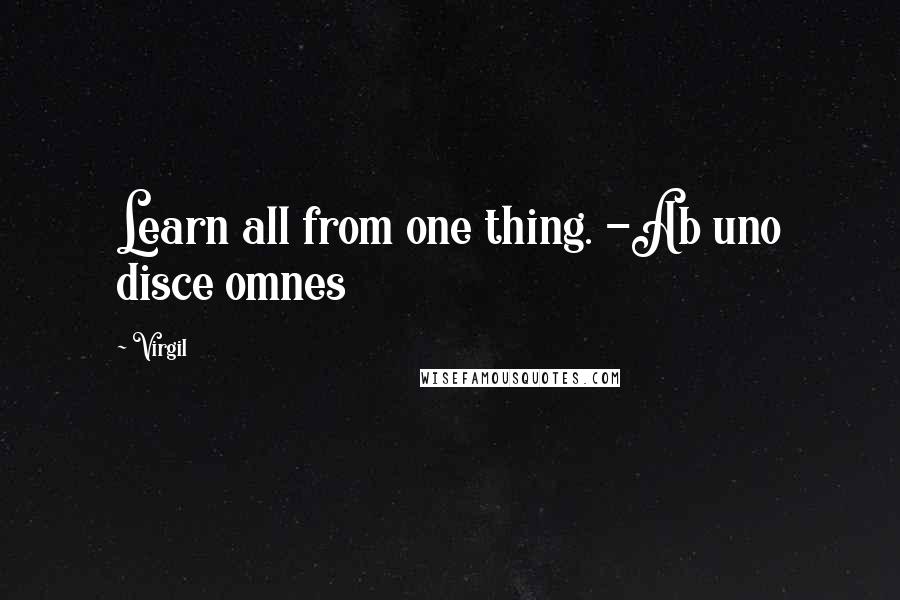 Virgil Quotes: Learn all from one thing. -Ab uno disce omnes
