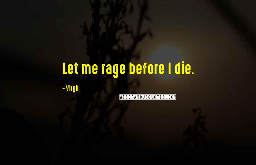 Virgil Quotes: Let me rage before I die.