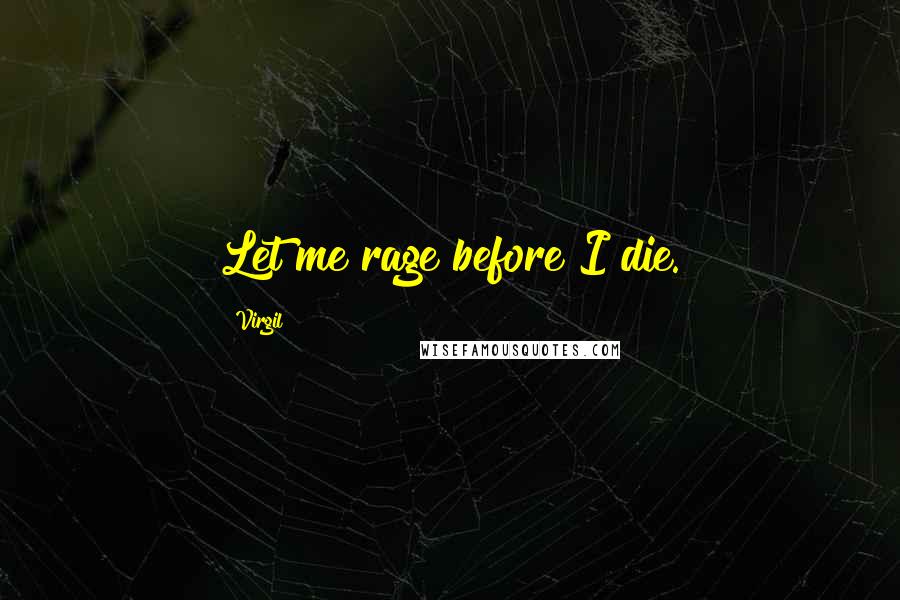 Virgil Quotes: Let me rage before I die.